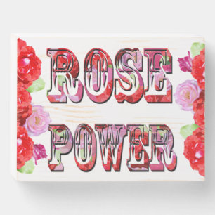 Pink And Red Roses And Rose Power Logo, Wooden Box Sign