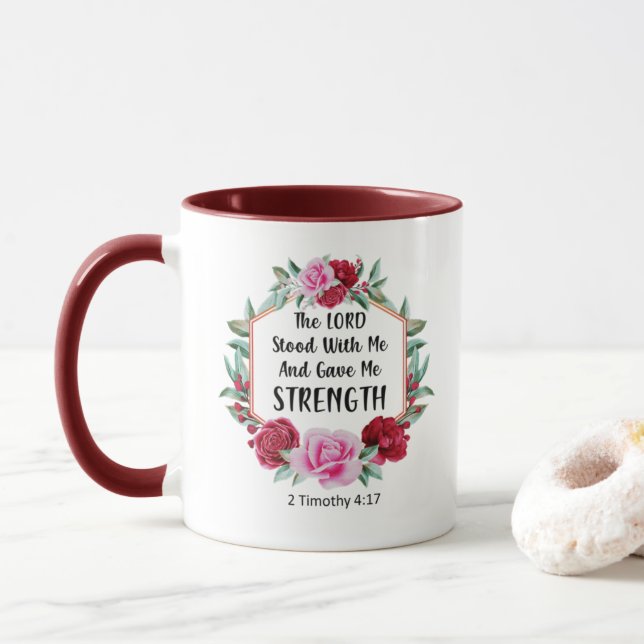 Pink and Red Roses Christian Mug (With Donut)