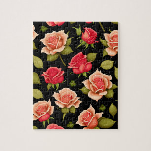 Pink and Red Roses Floral Jigsaw Puzzle