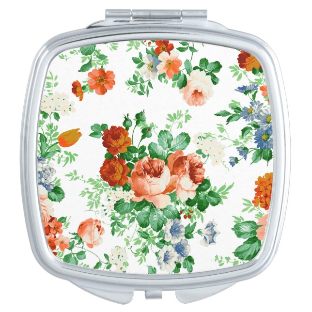 Pink And Red Roses Floral Pattern Compact Mirror (Front)