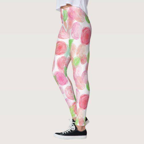 Pink And Red Roses Leggings