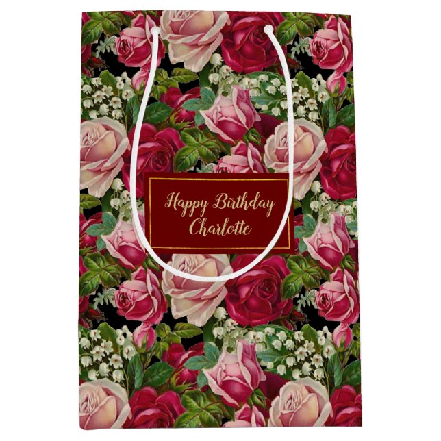 Pink and Red Roses Medium Gift Bag (Front)