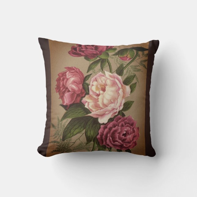 Pink And Red Roses Painting Throw Pillow (Front)