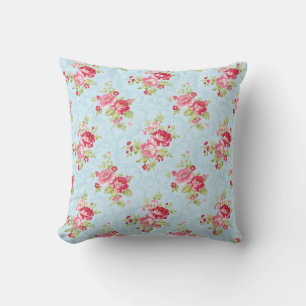 Pink and Red Roses Pattern Elegant Vintage Country Throw Pillow