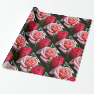 Pink and Red Roses Pattern Wrapping Paper