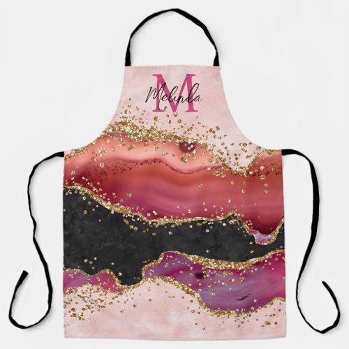 Pink and Red Sequins Agate Apron