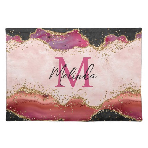 Pink and Red Sequins Agate Cloth Placemat
