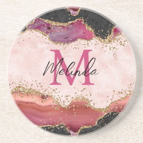 Pink and Red Sequins Agate Coaster