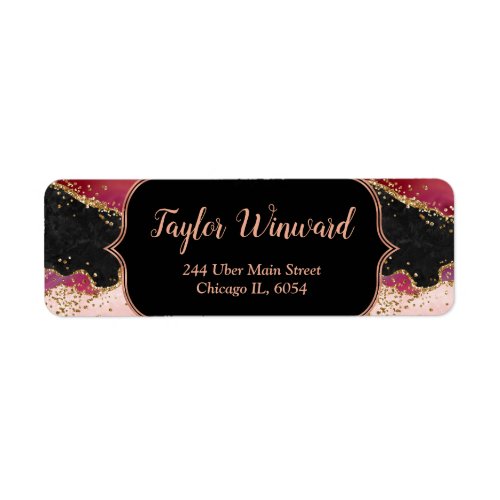 Pink and Red Sequins Agate Label