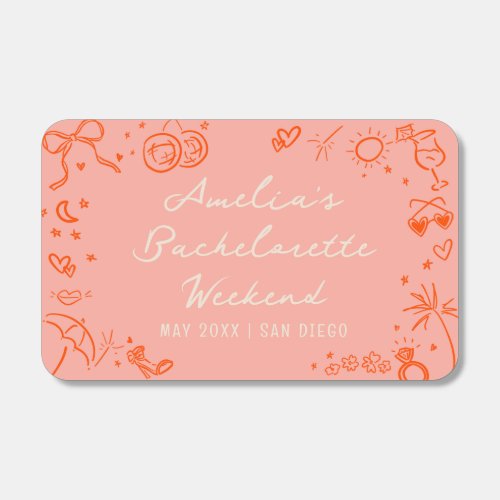 Pink and Red Sketch Bachelorette Weekend Party Matchboxes