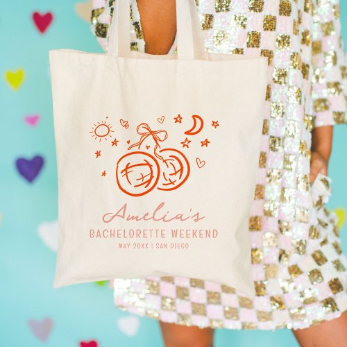 Pink and Red Sketch Disco Bachelorette Weekend Tote Bag