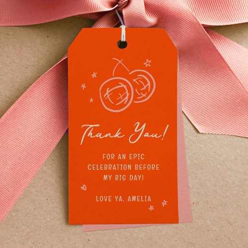 Pink and Red Sketch Thank You Bachelorette Favor Gift Tags