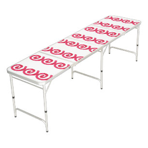 Pink and red spirals pattern on white beer pong table