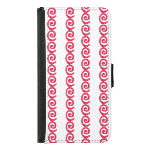 Pink and red spirals pattern on white samsung galaxy s5 wallet case