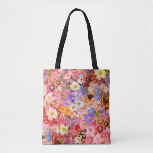 Pink and Red Spring Flowers Tote Bag