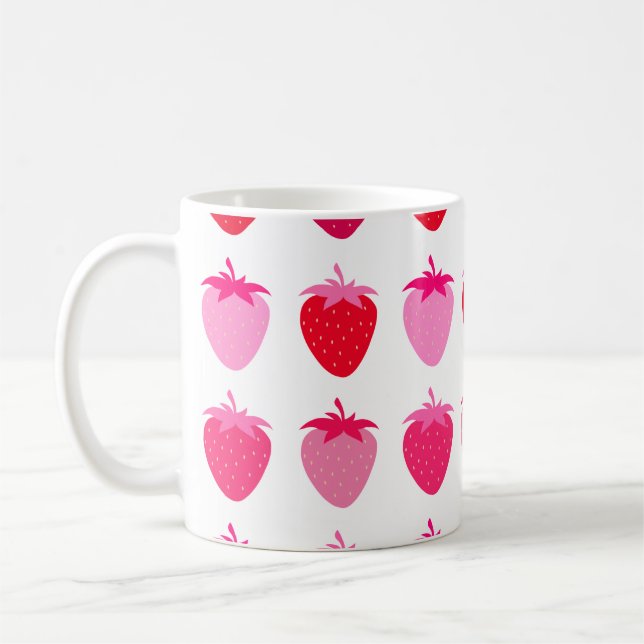 Pink And Red Strawberries Coffee Mug (Left)