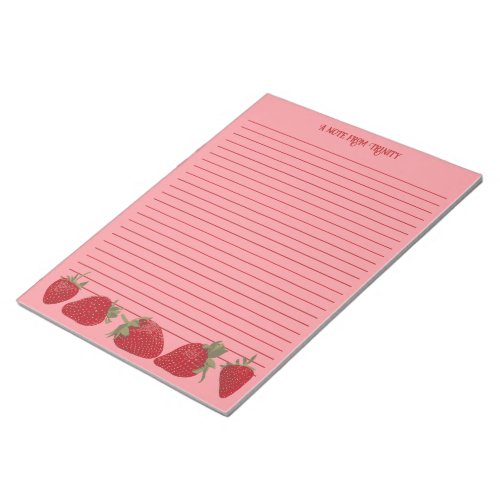 Pink and Red Strawberries Lined Stationery Notepad