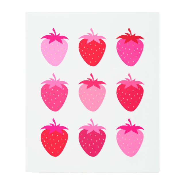 Pink And Red Strawberries Metal Print (Front)