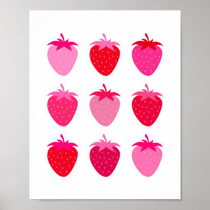Pink And Red Strawberries Poster