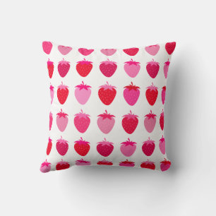 Pink And Red Strawberries Throw Pillow