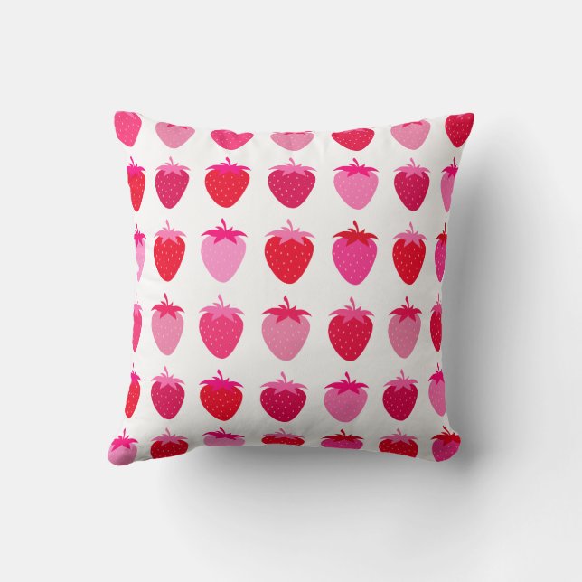 Pink And Red Strawberries Throw Pillow (Back)