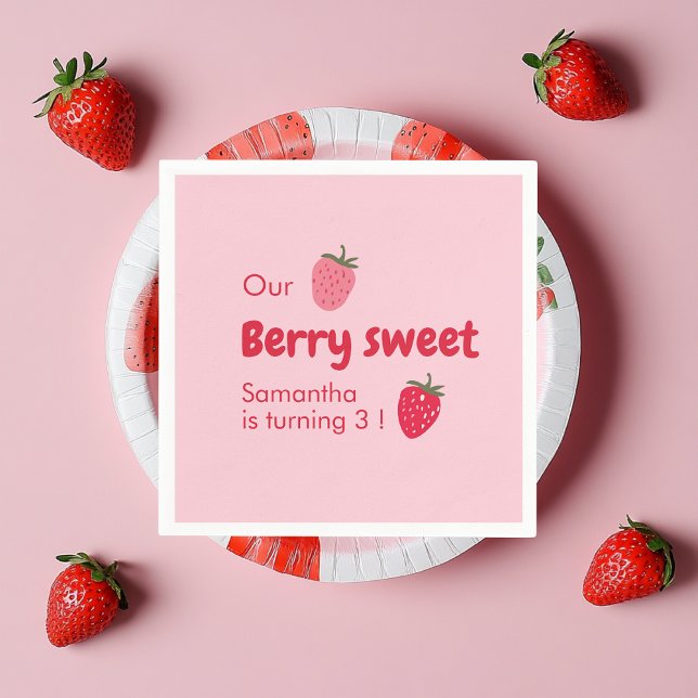 "Pink and Red Strawberry Birthday" Napkins (Creator Uploaded)