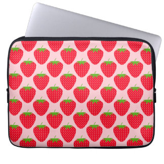 Pink and Red Strawberry Pattern. Laptop Sleeve