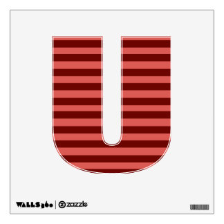 Pink and Red Stripe Letter U Wall Decal