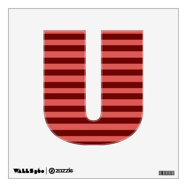 Pink and Red Stripe Letter U Wall Decal (Front)