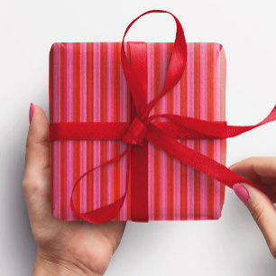 Pink and red stripe merry bright Christmas holiday Wrapping Paper