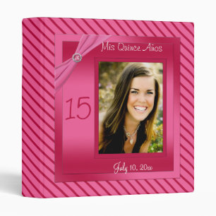 Pink and Red Stripe Quinceanera Binder