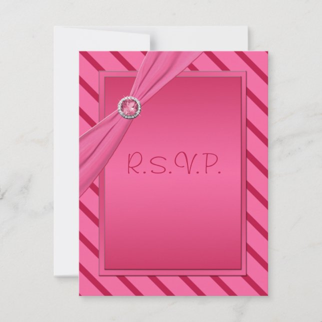 Pink and Red Stripe R.S.V.P. Card (Front)