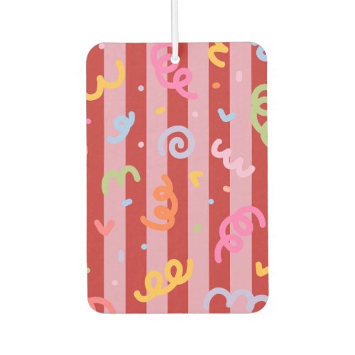Pink and red striped, with confetti design air freshener