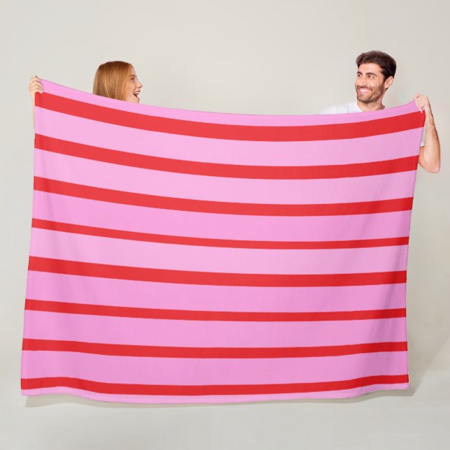 Pink and Red Stripes  Fleece Blanket (In Situ)