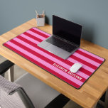 Pink and Red Stripes Pattern Personalized  Desk Mat<br><div class="desc">Add a bold and stylish touch to your workspace with the Pink and Red Stripes Pattern Personalized Desk Mat. Featuring a vibrant striped design, this mat provides a smooth surface for your keyboard and mouse while enhancing your desk setup. Customize it with a name for a unique and personal touch,...</div>