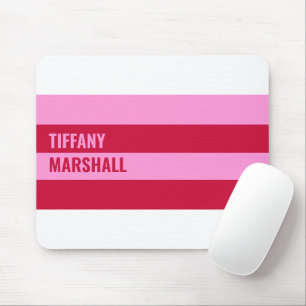 Pink and Red Stripes Pattern Personalized Mouse Pad