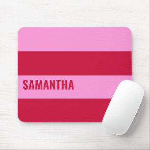 Pink and Red Stripes Pattern Personalized Mouse Pad