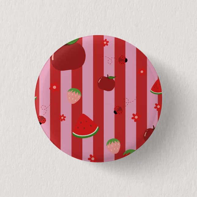 Pink and red stripes, with a fruity pattern button (Front)