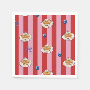 Pink and red stripes with cake pattern napkins