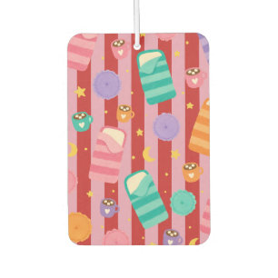 Pink and red stripes with sleepover pattern air freshener