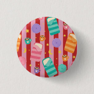 Pink and red stripes with sleepover pattern button