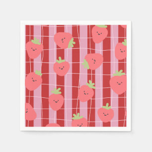 Pink and red stripes, with strawberries napkins
