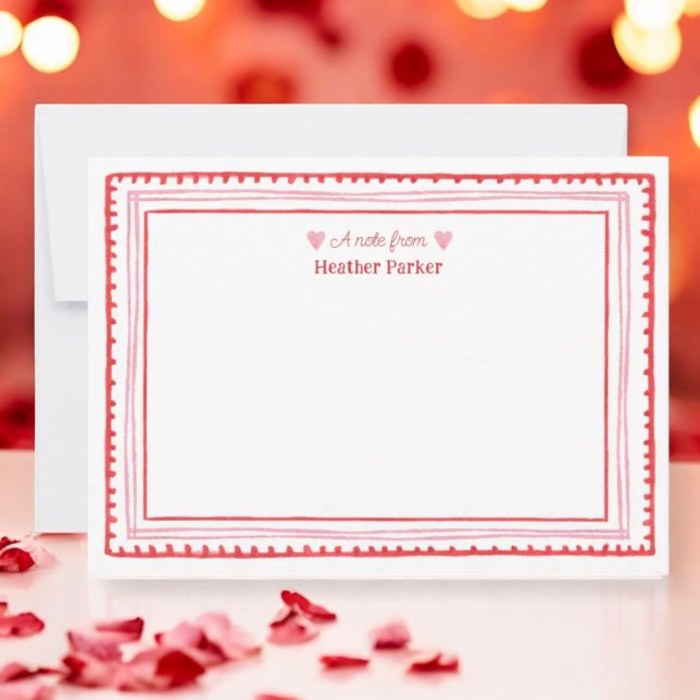 Pink and Red Sweetheart Valentine Themed  Note Card (Creator Uploaded)