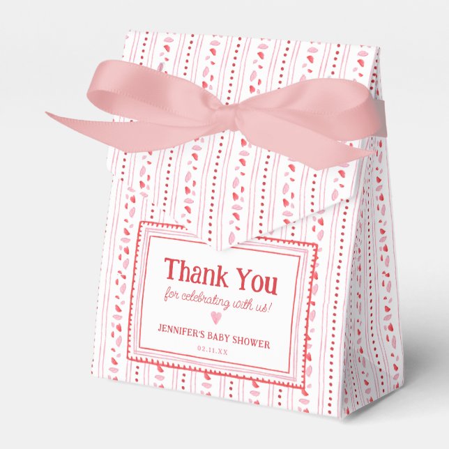 Pink and Red Sweetheart Valentine's Day Favor Boxes (Front Side)
