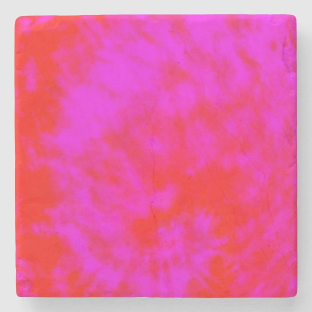 Pink And Red Tie Dyed, Stone Coaster (Front)