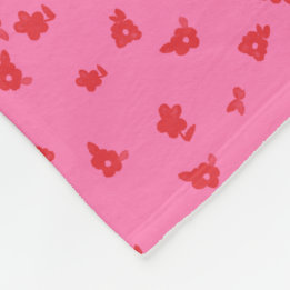 Pink and Red Tossed Floral Fleece Blanket