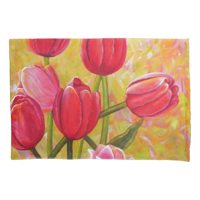 Pink and Red Tulip Arrangement   Pillow Case (Front)