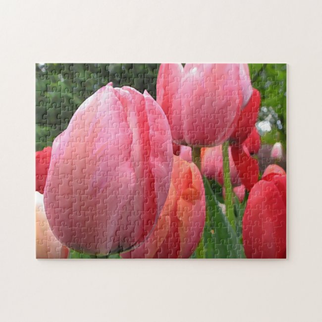 Pink and Red Tulip Flowers Jigsaw Puzzle