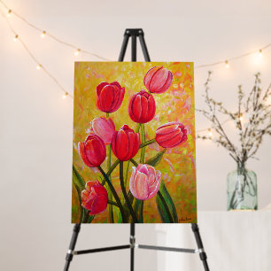 Pink and Red Tulips Painting Foam Board