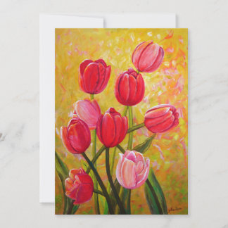 Pink and Red Tulips Painting   Invitation